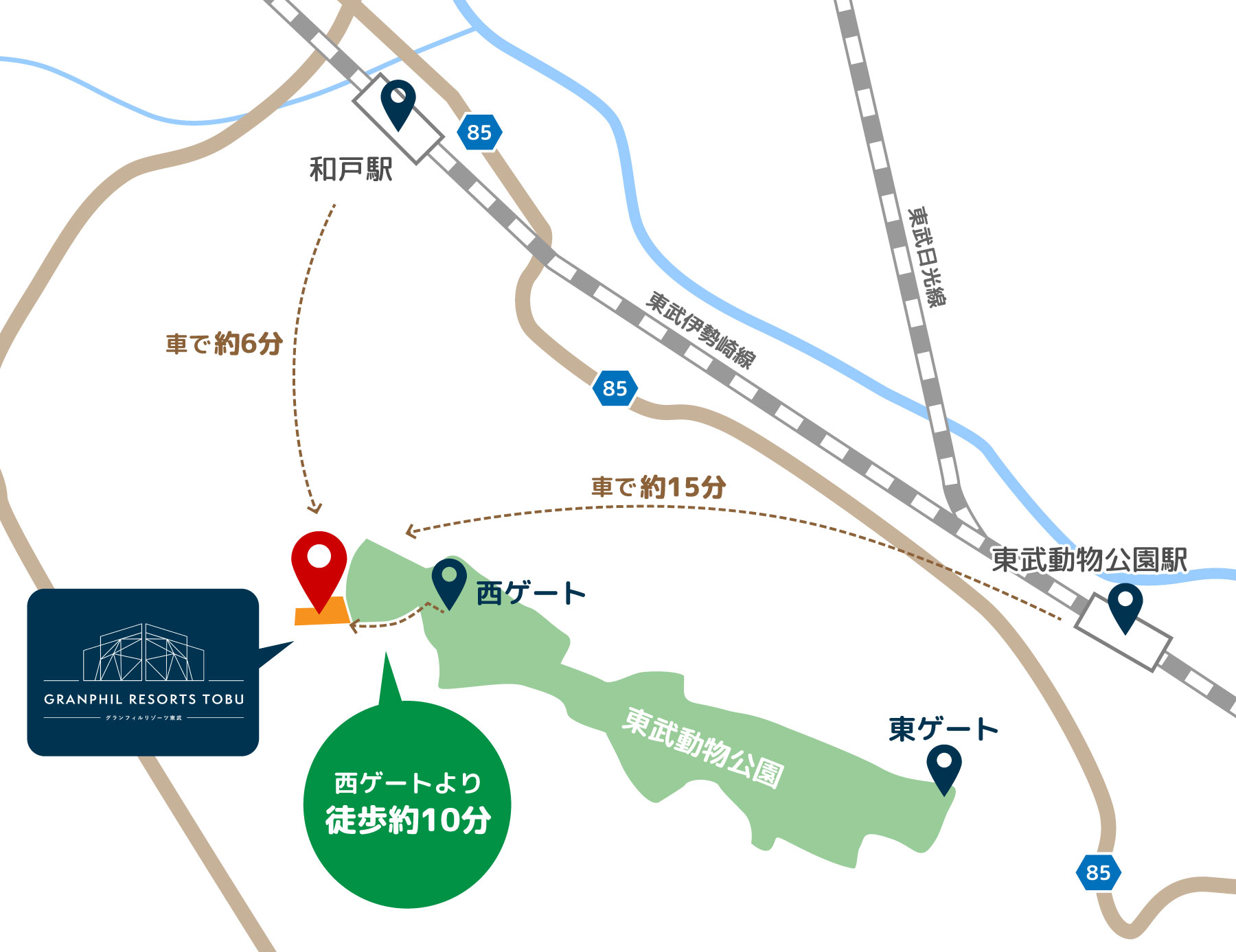 グランフィルリゾーツ東武 アクセスMAP